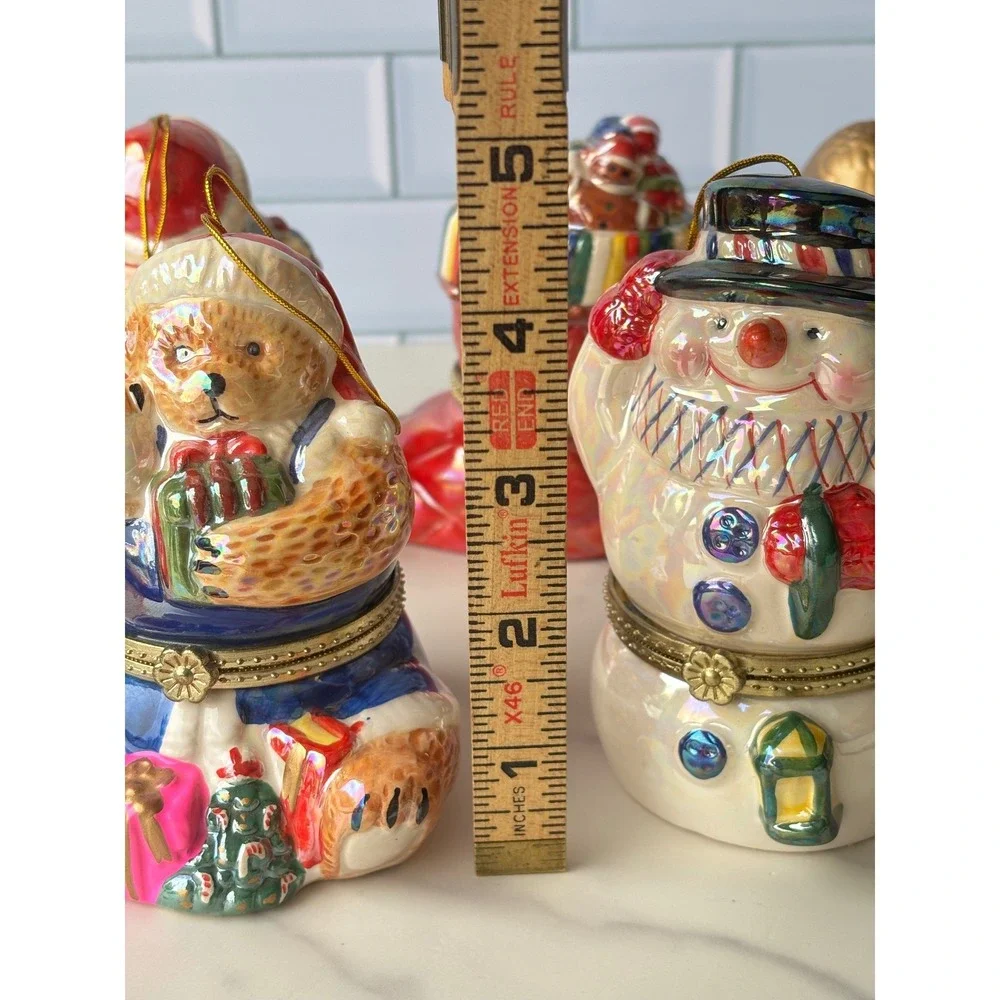 Mr Christmas Musical Ornaments Set of 5 Iridescent Ceramic Hinged MusicBox‎